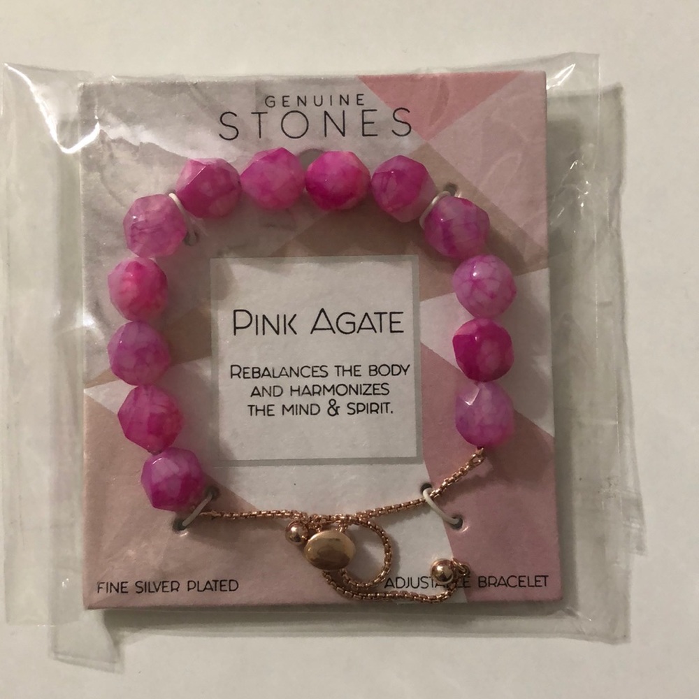 Pink Agate Adjustable Bracelet